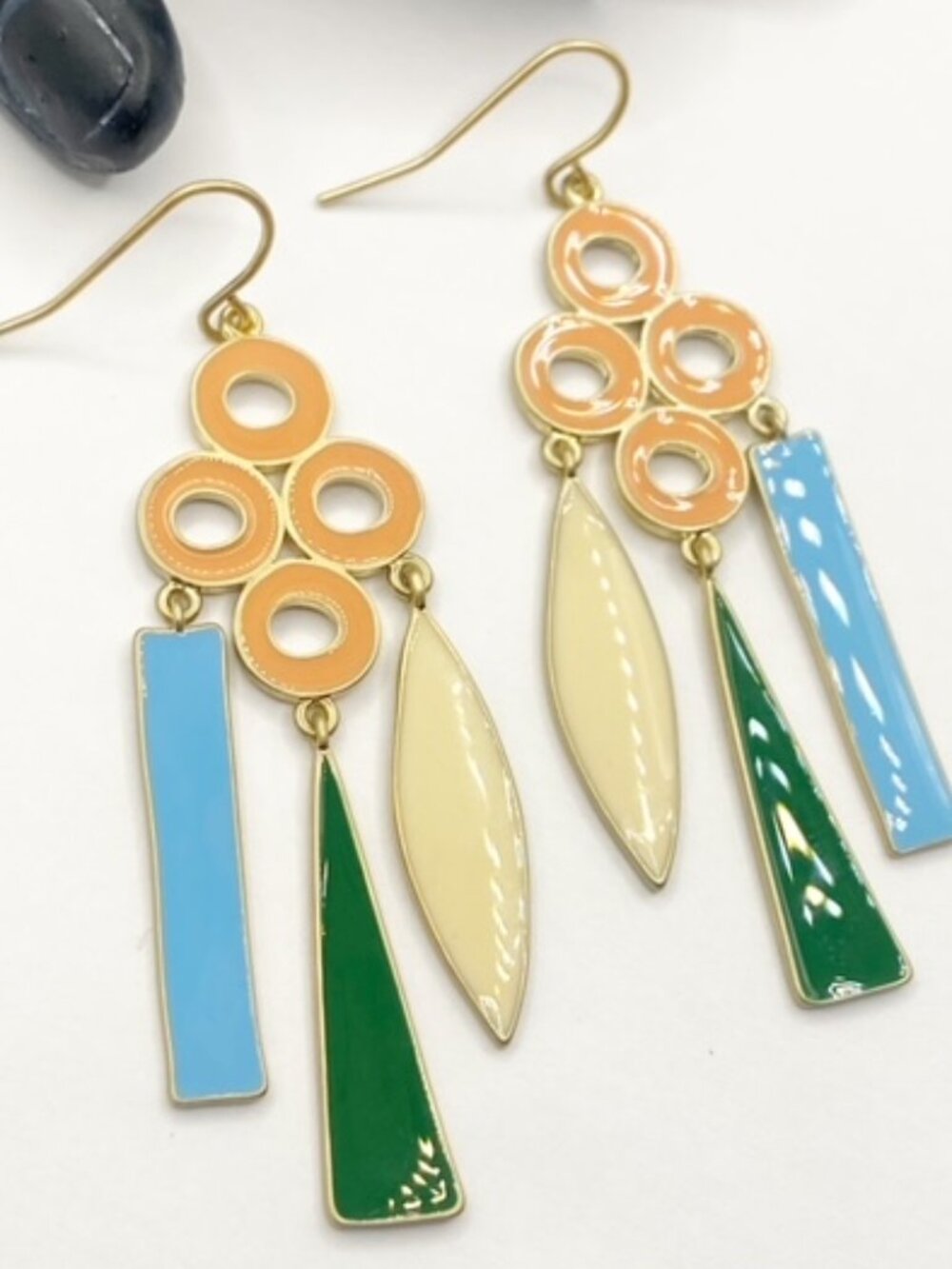 NEW Bright Enamel Colors Circle Dangle Earrings